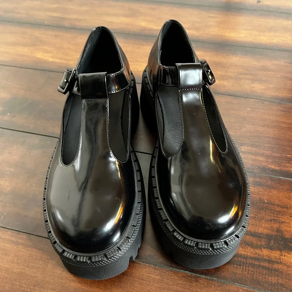 $218 Intentionally Blank Pears Leather Mary Jane 10 Chunky Platform Goth Grunge